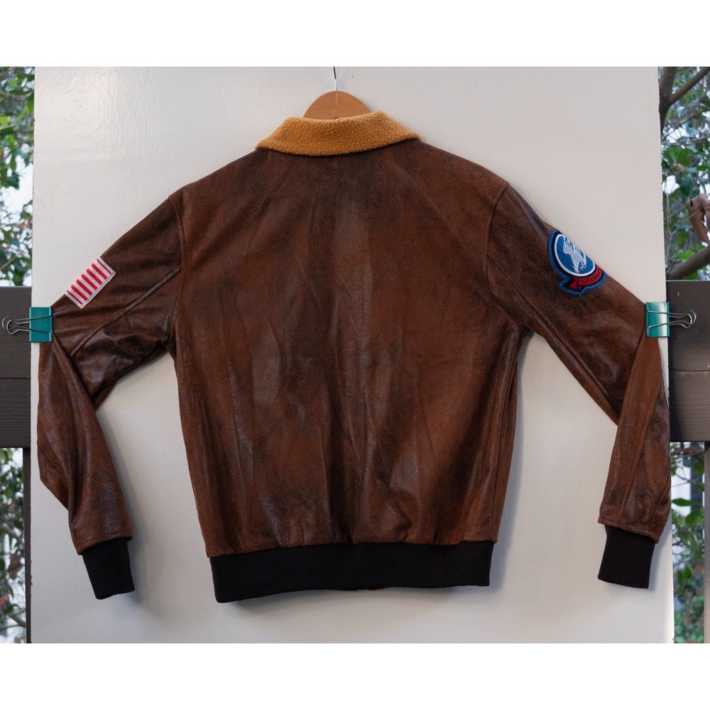 Top Gun Maverick Jacket Men's Small Spirit Halloween Costume Faux Leather Bomber - Picture 7 of 9